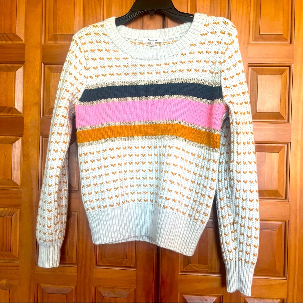 NWOT Madewell Sweater Striped Barfield Chunky Knit Size S